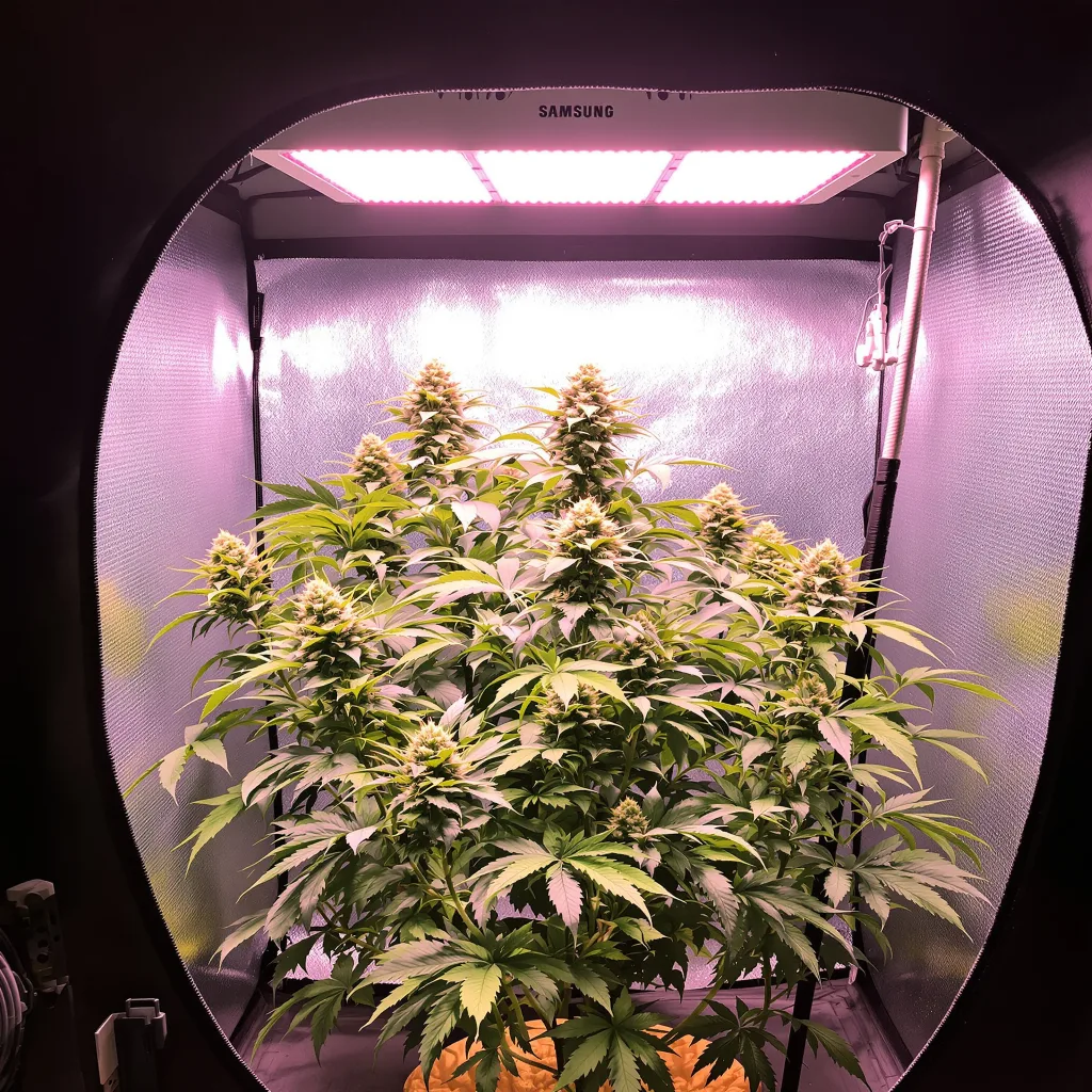 Purple Monkey Balls 68% indica / 32% sativa flower with visible trichomes