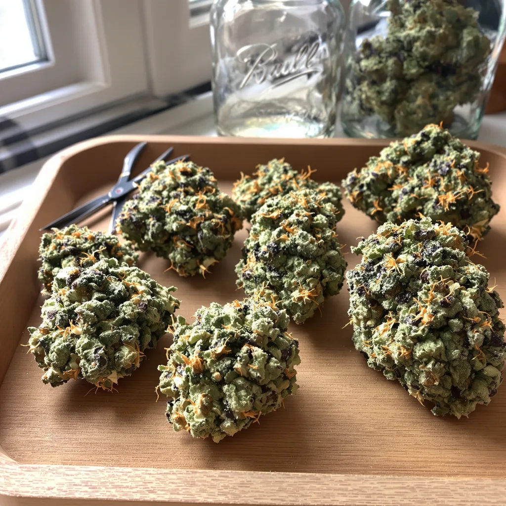 Purple Pantera 63% indica / 37% sativa flower with visible trichomes