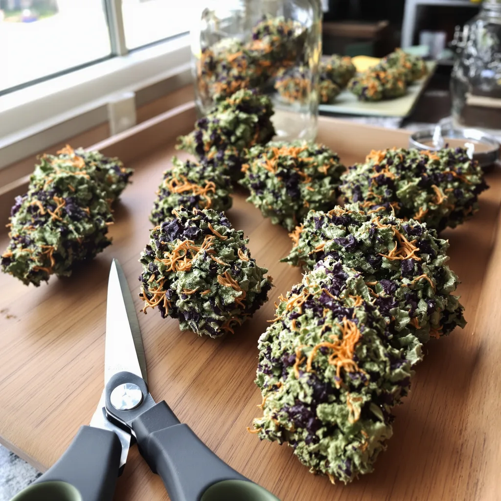 Purple Passion 89% indica / 11% sativa flower with visible trichomes