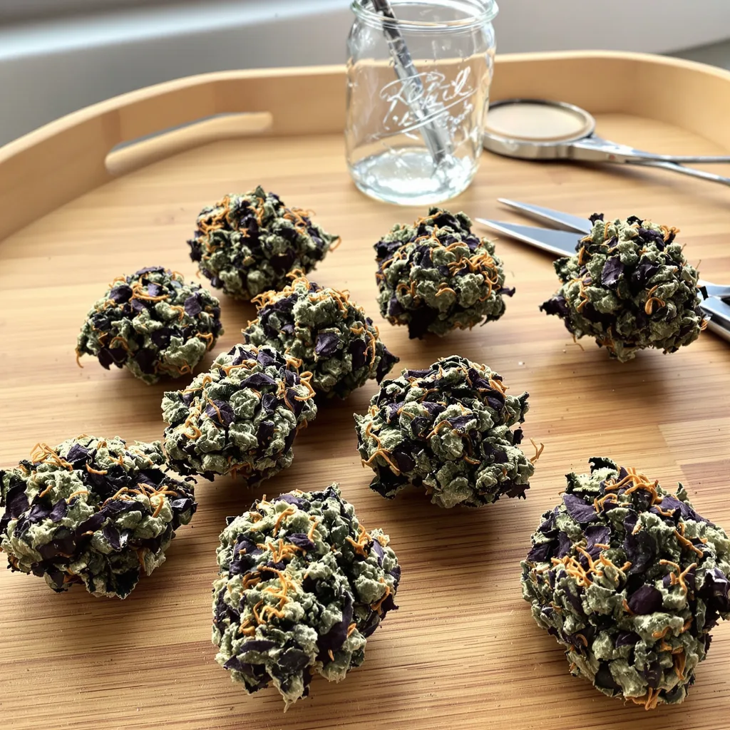 Purple Sage 86% indica / 14% sativa flower with visible trichomes
