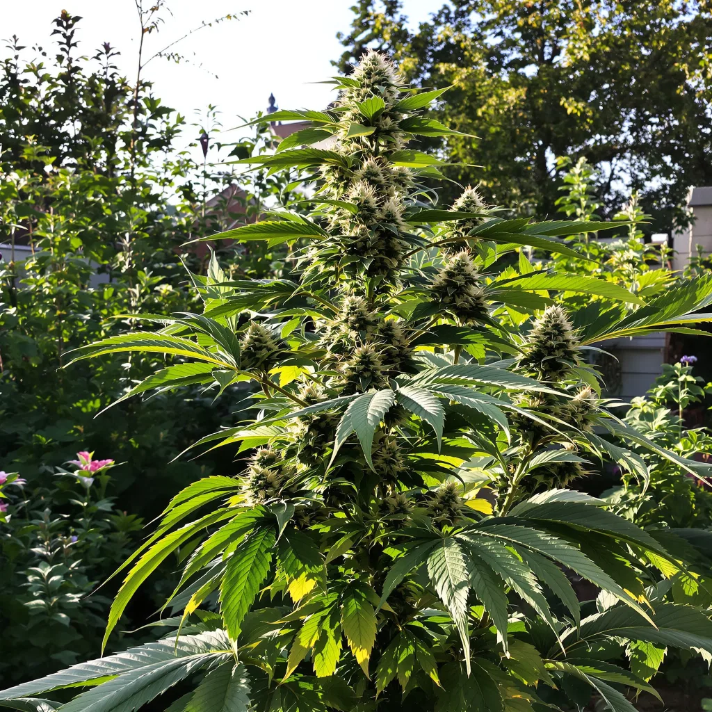 Purple Skunk 54% indica / 46% sativa flower with visible trichomes