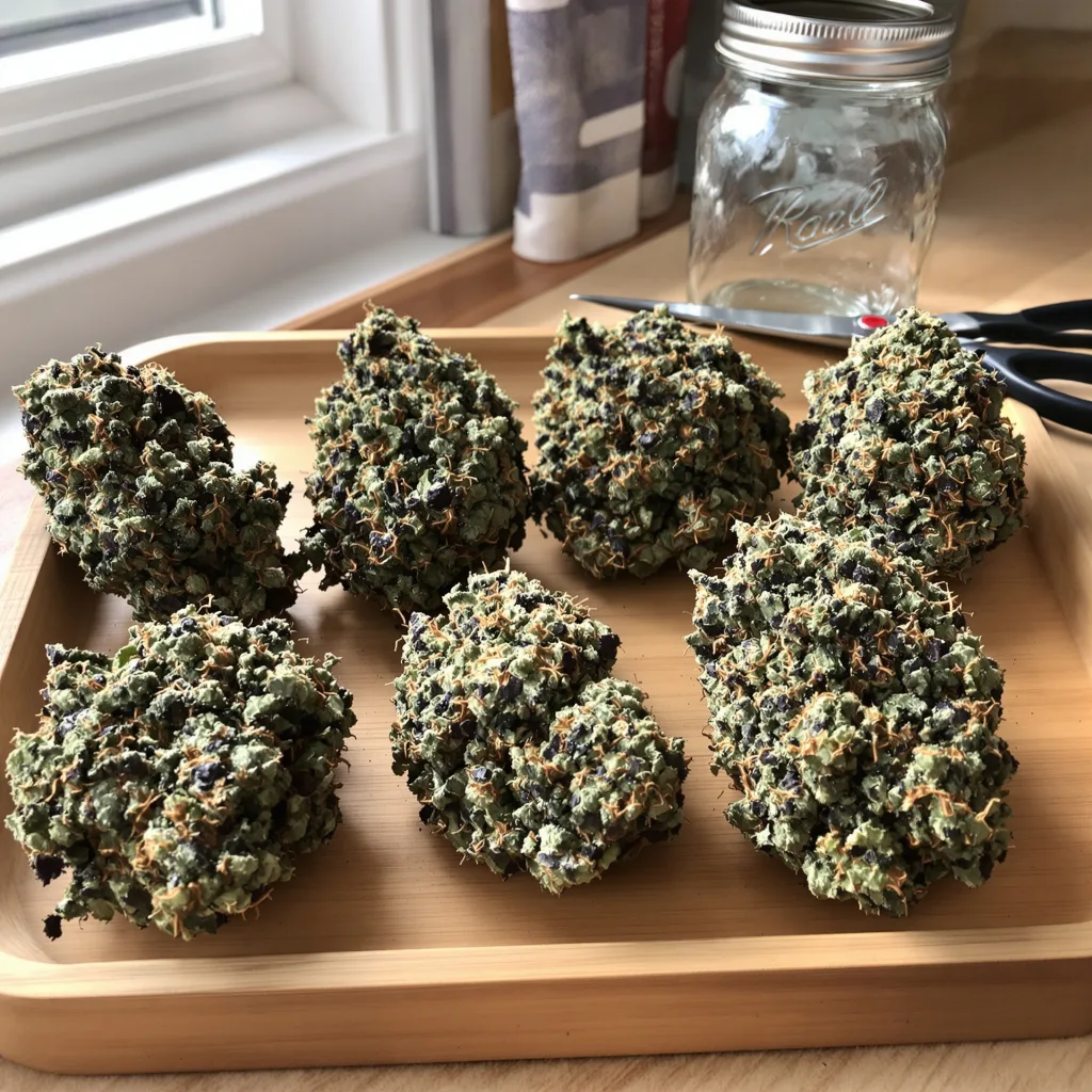 Purple Star 68% indica / 32% sativa flower with visible trichomes
