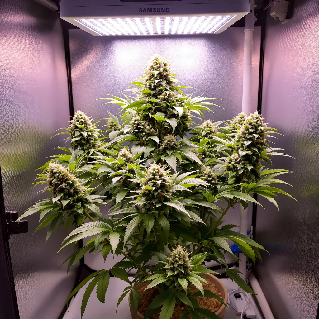 Purple Star 68% indica / 32% sativa flower with visible trichomes