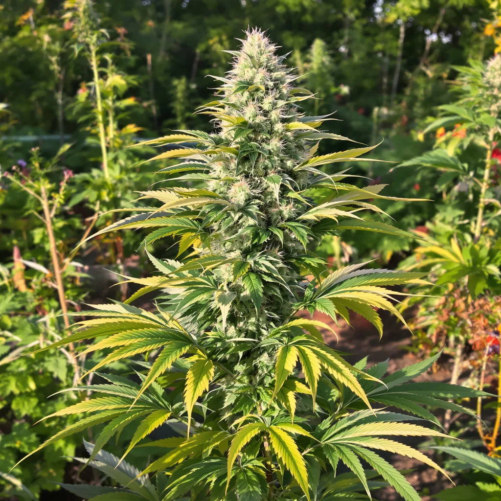 Purple Trainwreck 50% indica / 50% sativa flower with visible trichomes