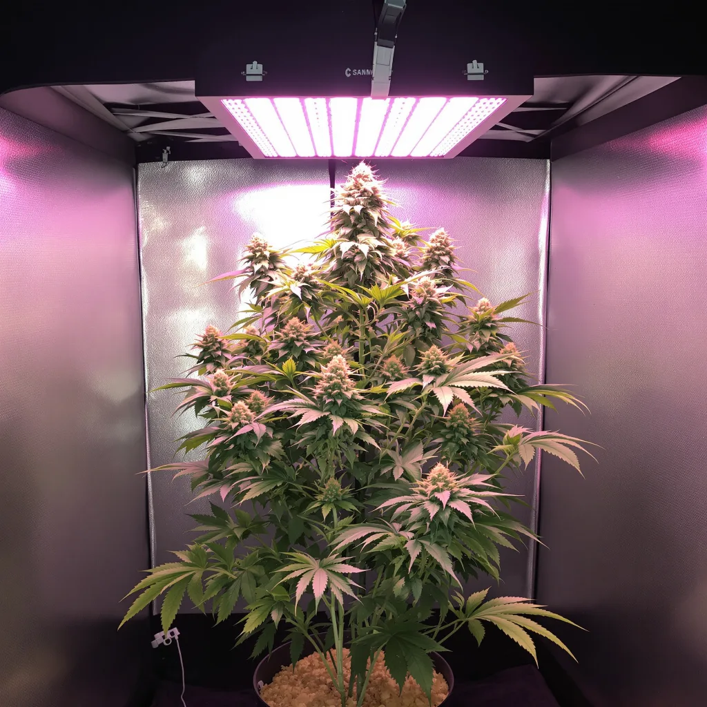 Purple Voodoo 54% indica / 46% sativa flower with visible trichomes