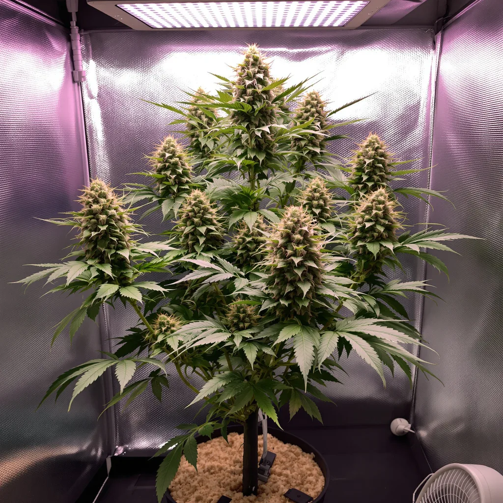 Qrazy Train 50% indica / 50% sativa flower with visible trichomes