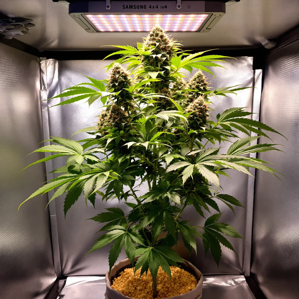 Queso 67% indica / 33% sativa flower with visible trichomes