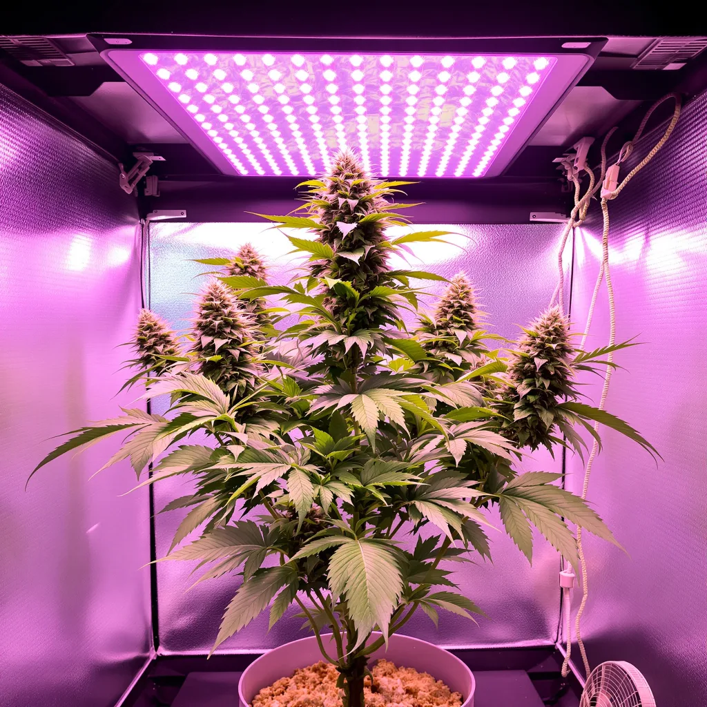 Rainbow Glue 83% indica / 17% sativa flower with visible trichomes