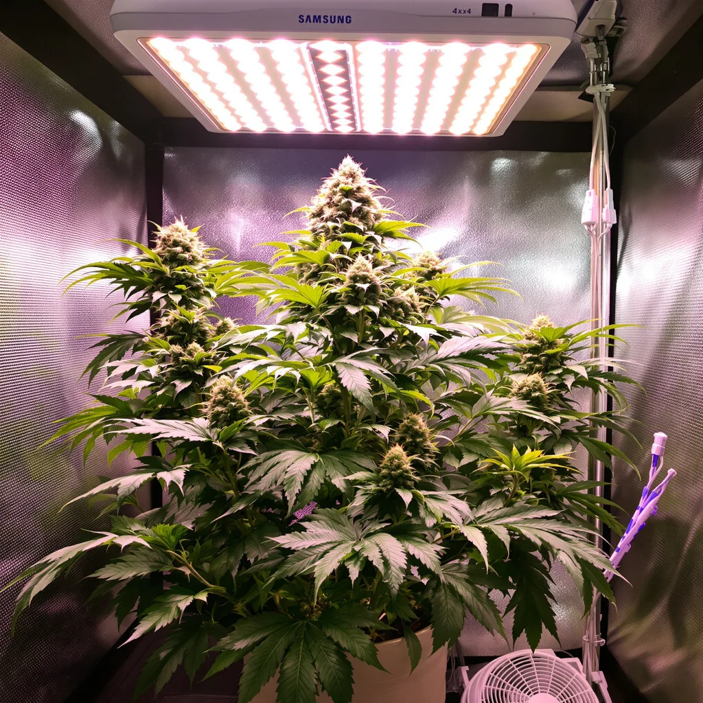Raisinberry 87% indica / 13% sativa flower with visible trichomes