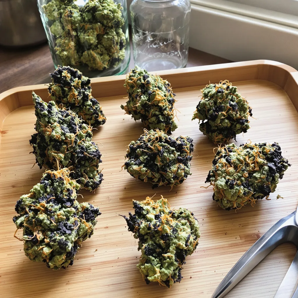 Rare Darkness 80% indica / 20% sativa flower with visible trichomes