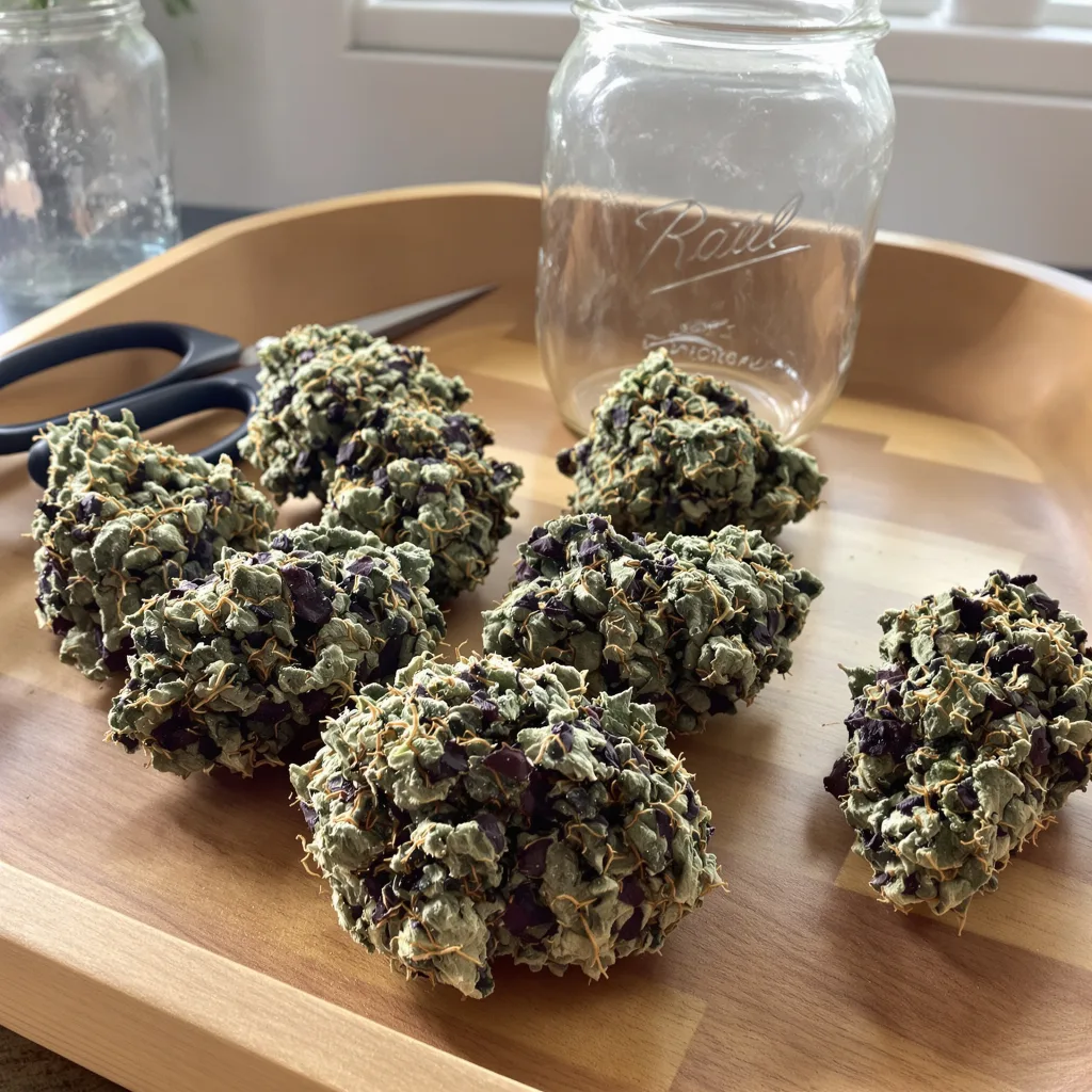 Ray Charles 72% indica / 28% sativa flower with visible trichomes