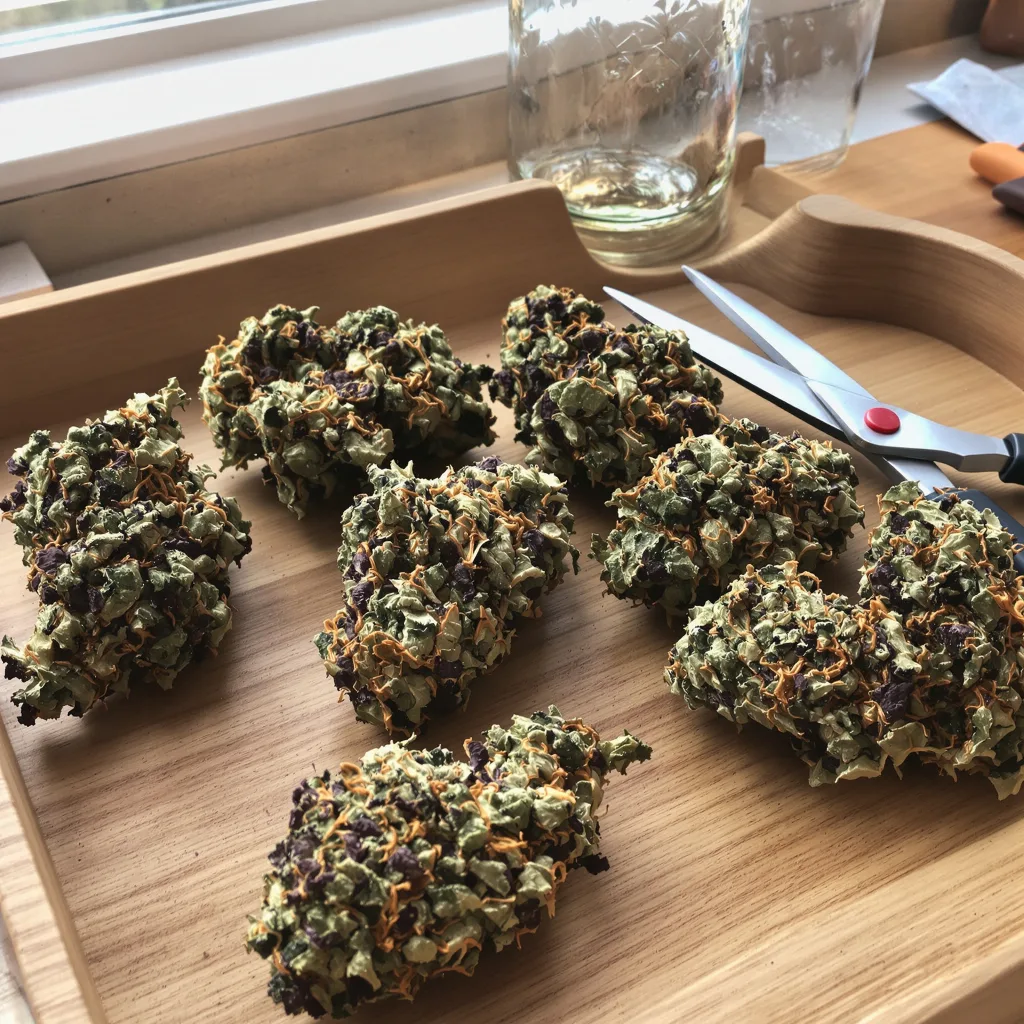 Red Bruce 84% indica / 16% sativa flower with visible trichomes