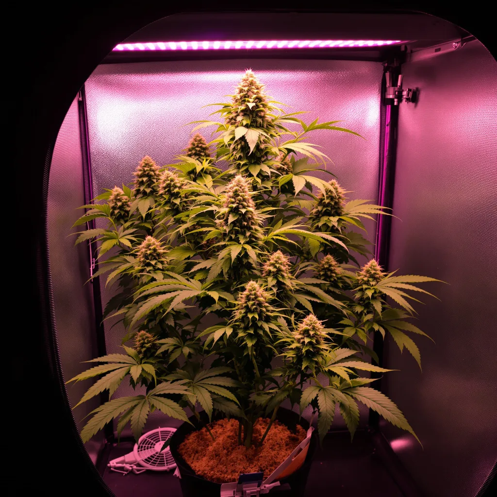 Red Bruce 84% indica / 16% sativa flower with visible trichomes
