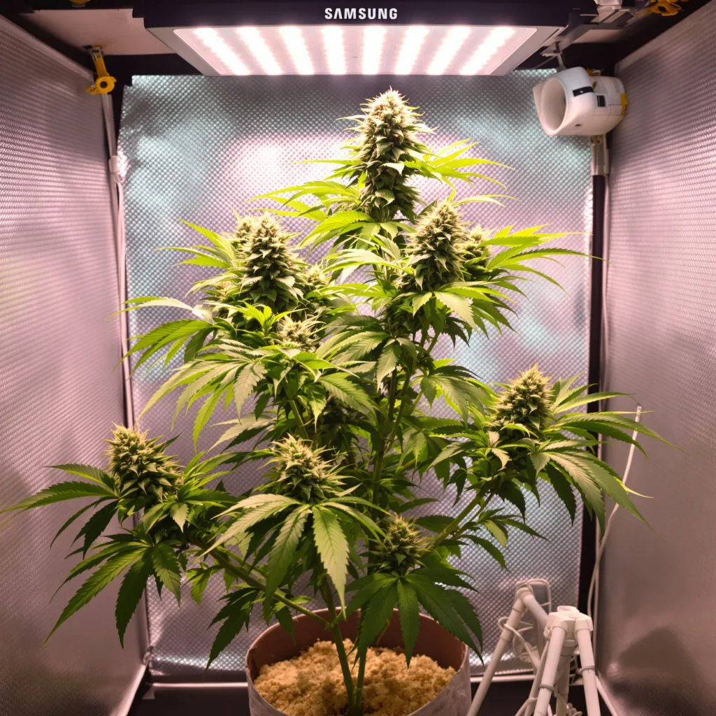 Red Dwarf 74% indica / 26% sativa flower with visible trichomes