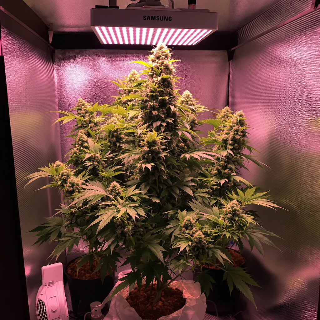 Ringos Gift CBD 50% indica / 50% sativa flower with visible trichomes