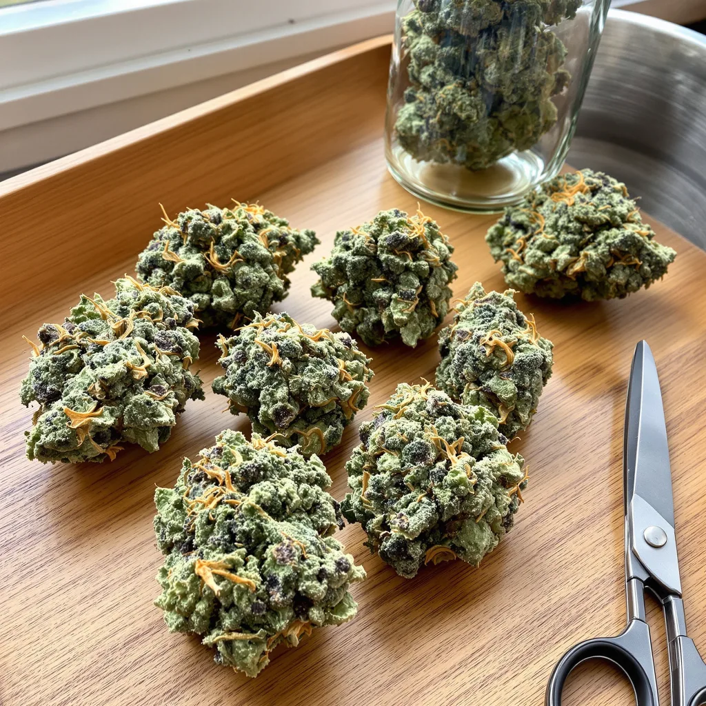 Rockstar 50% indica / 50% sativa flower with visible trichomes