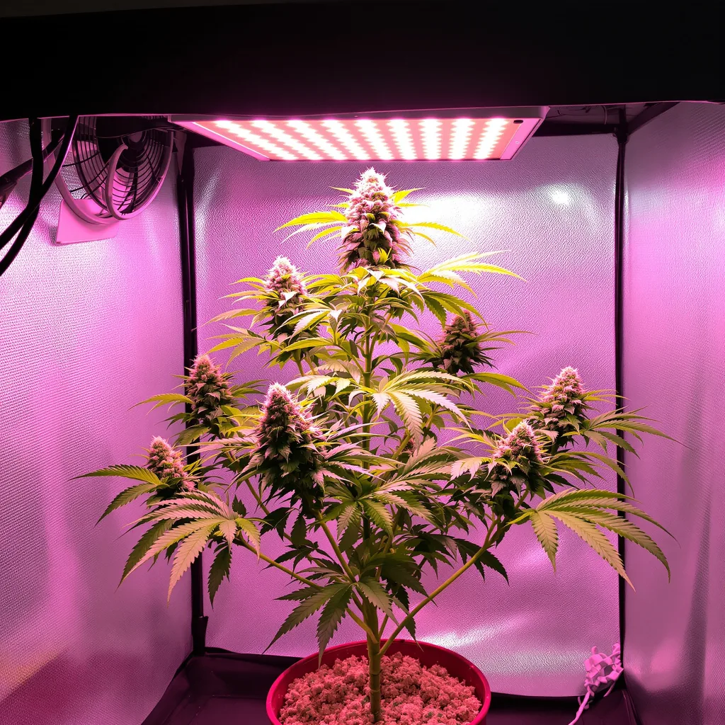 Romulan 100% indica / 50% sativa flower with visible trichomes