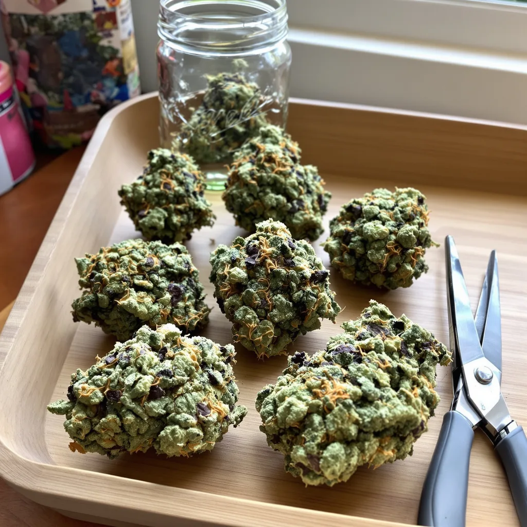 Royal Gorilla 51% indica / 49% sativa flower with visible trichomes