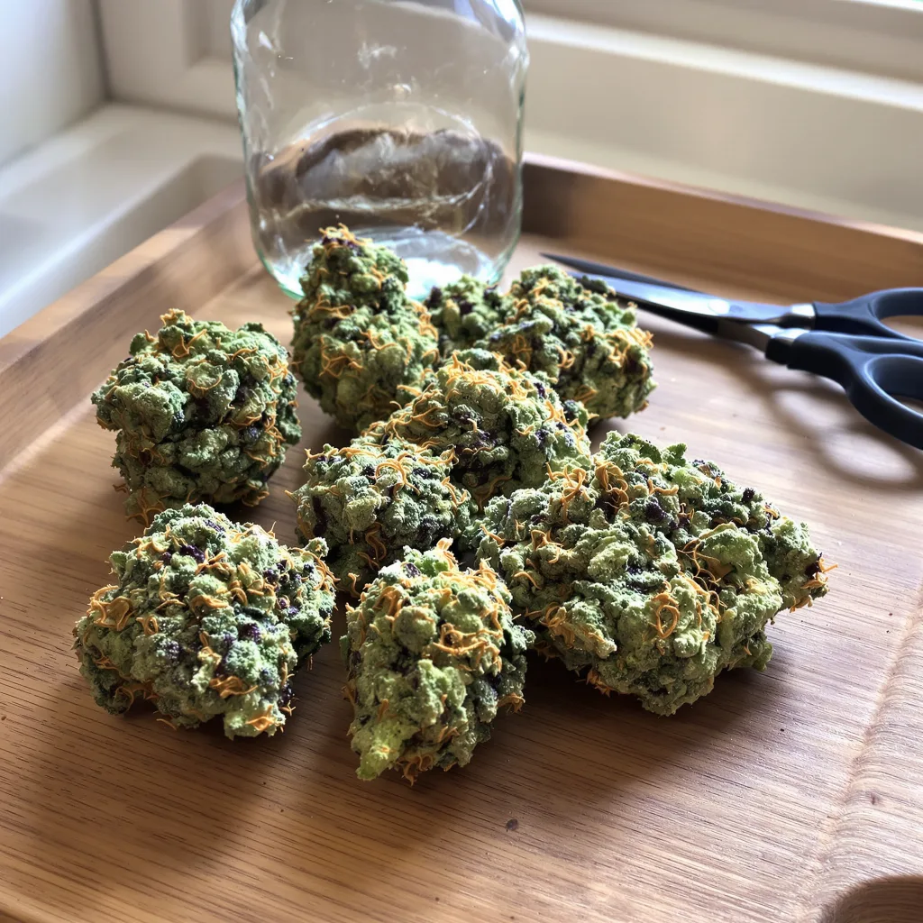 Royal Highness 60% indica / 40% sativa flower with visible trichomes