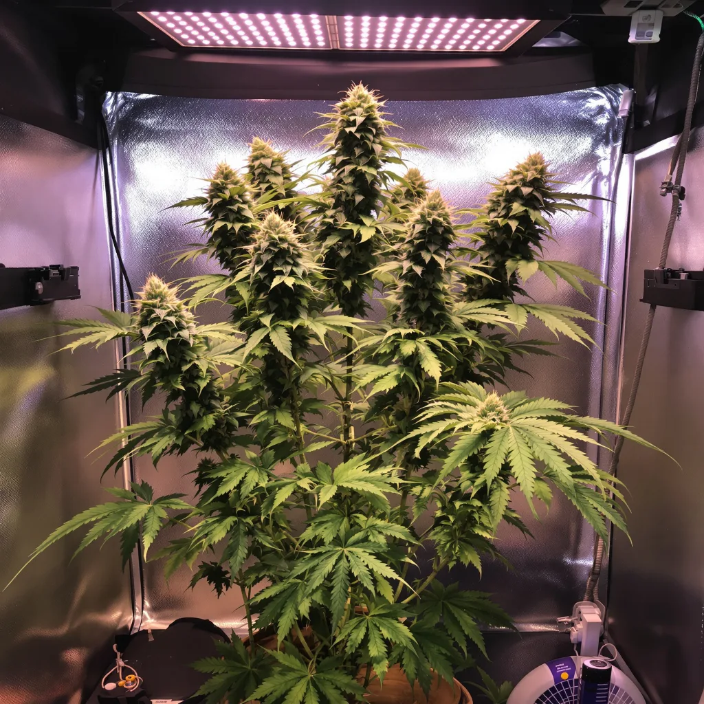Russian Assassin 58% indica / 42% sativa flower with visible trichomes