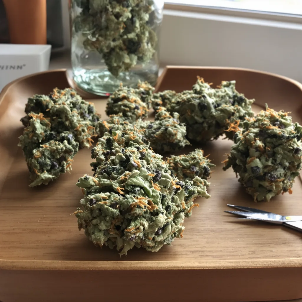 Scooby Snacks 60% indica / 40% sativa flower with visible trichomes
