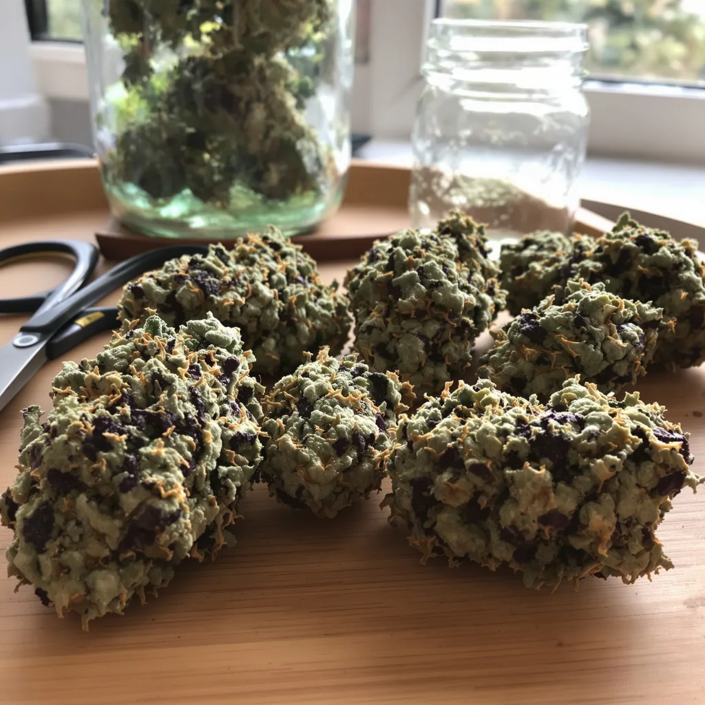 Scott's OG 80% indica / 20% sativa flower with visible trichomes