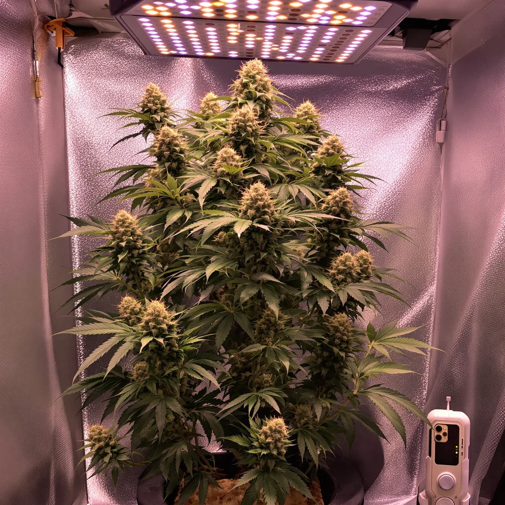 Seattle Blue 44% indica / 56% sativa flower with visible trichomes