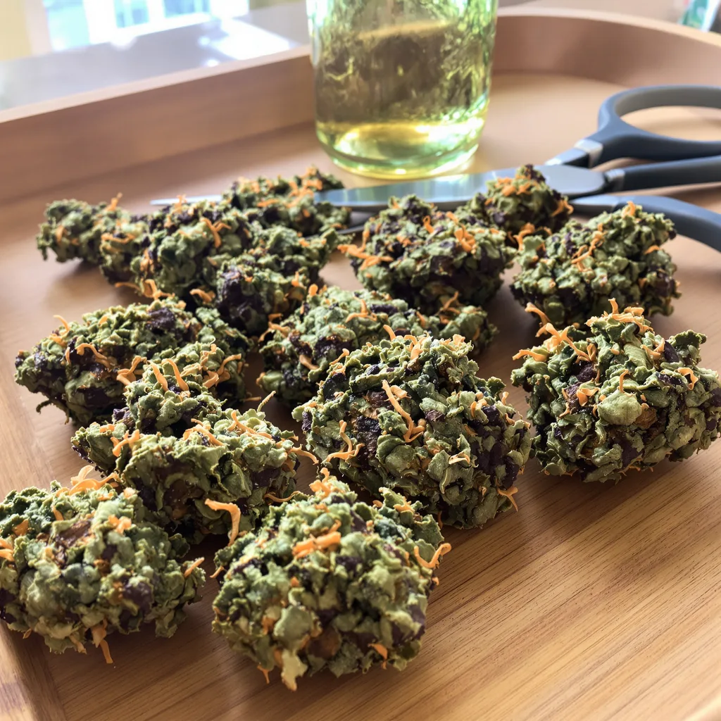 Sensi Skunk 74% indica / 26% sativa flower with visible trichomes