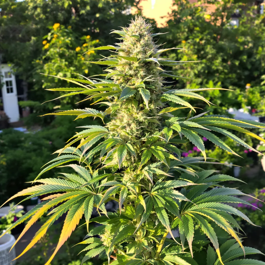 Sensi Skunk 74% indica / 26% sativa flower with visible trichomes