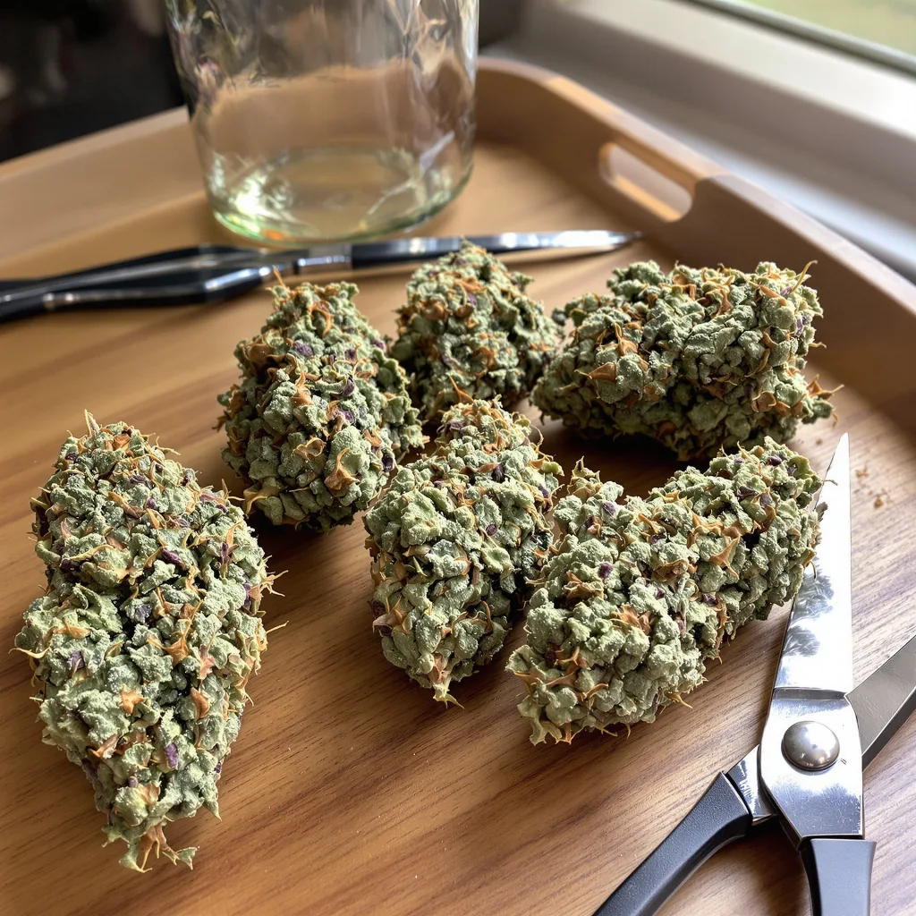 Shark Bite 61% indica / 39% sativa flower with visible trichomes