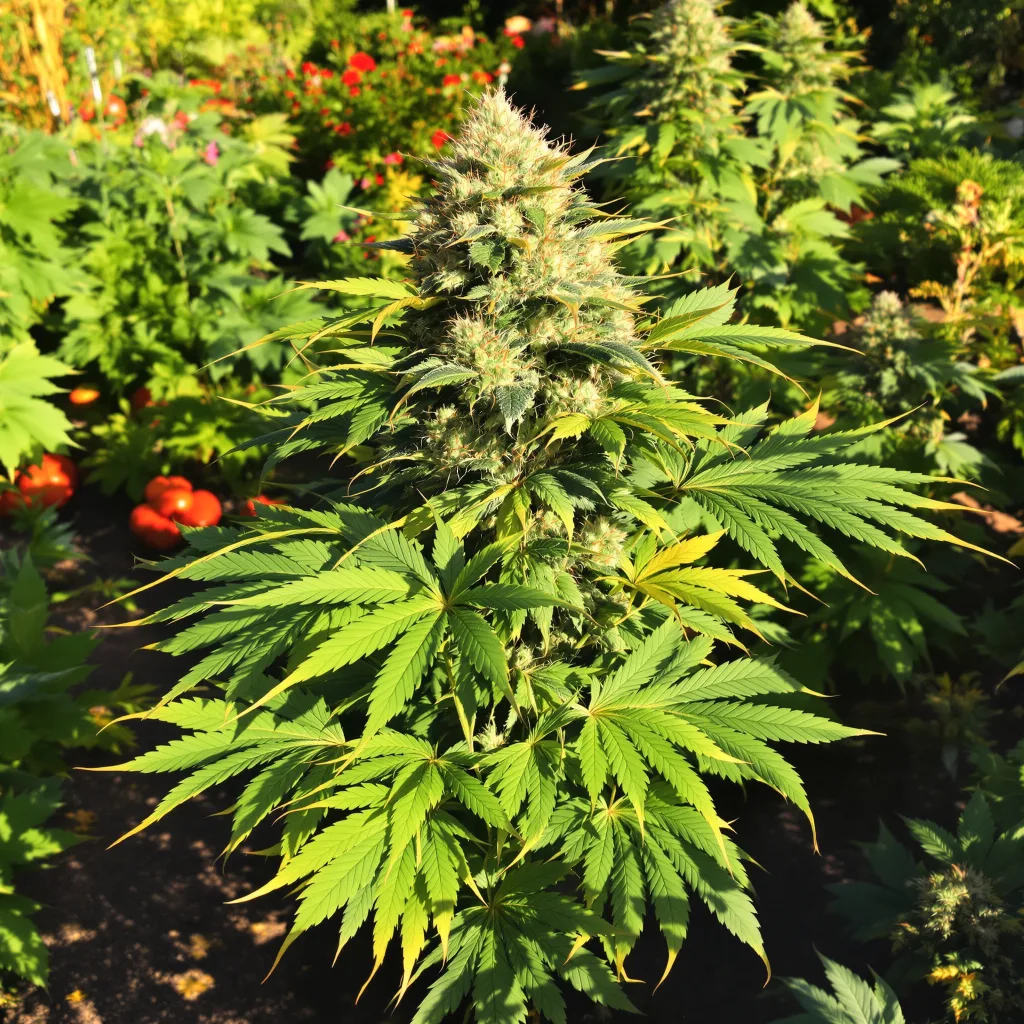 Sharksbreath 74% indica / 26% sativa flower with visible trichomes