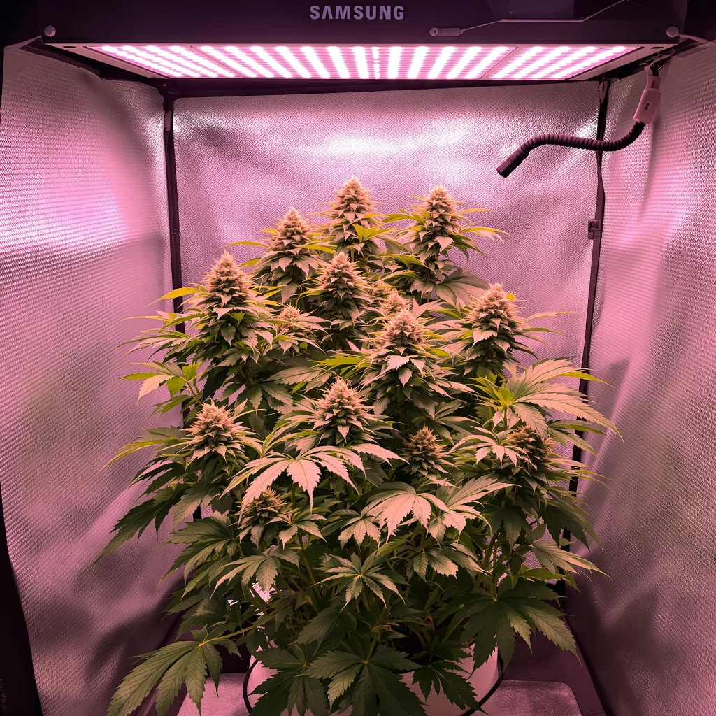 Shishkaberry 80% indica / 20% sativa flower with visible trichomes