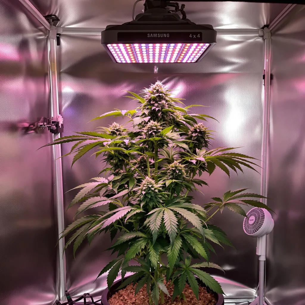 Shoreline 81% indica / 19% sativa flower with visible trichomes