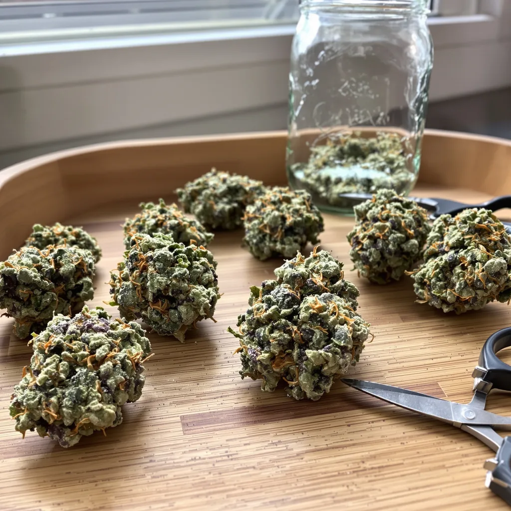 Silver Kush 25% indica / 65% sativa flower with visible trichomes