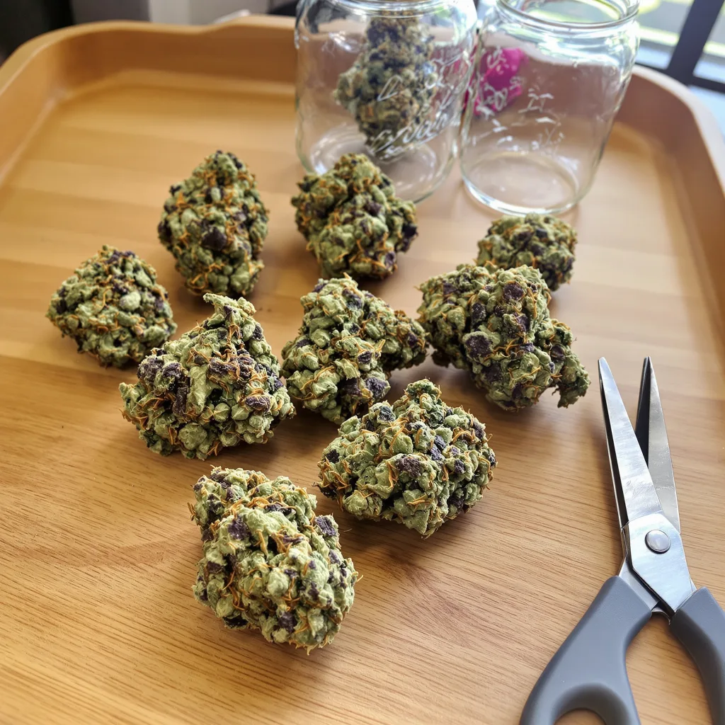 Silverback Gorilla 74% indica / 26% sativa flower with visible trichomes