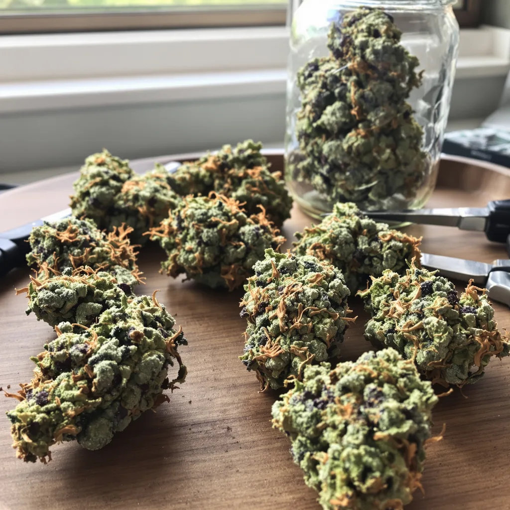 Silverfalls Kush 40% indica / 60% sativa flower with visible trichomes