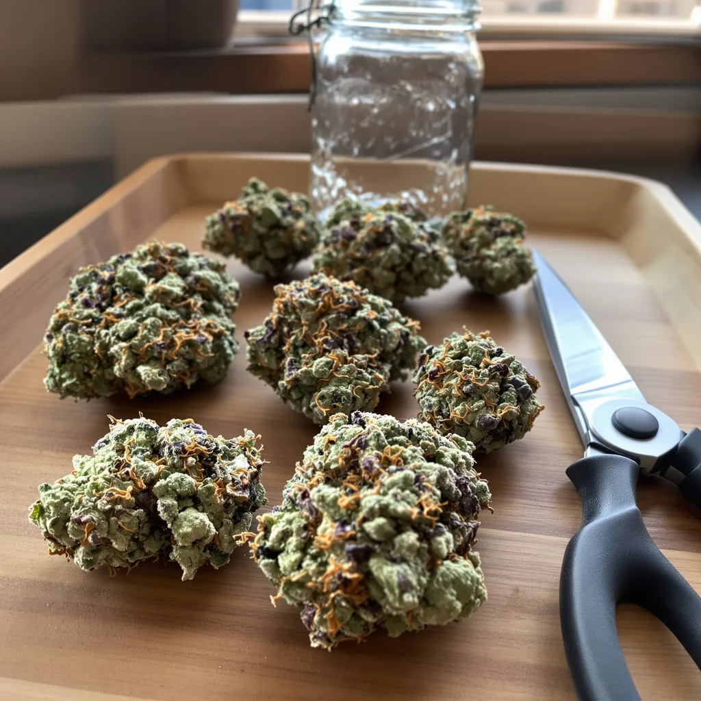 Silverfalls Kush 40% indica / 60% sativa flower with visible trichomes
