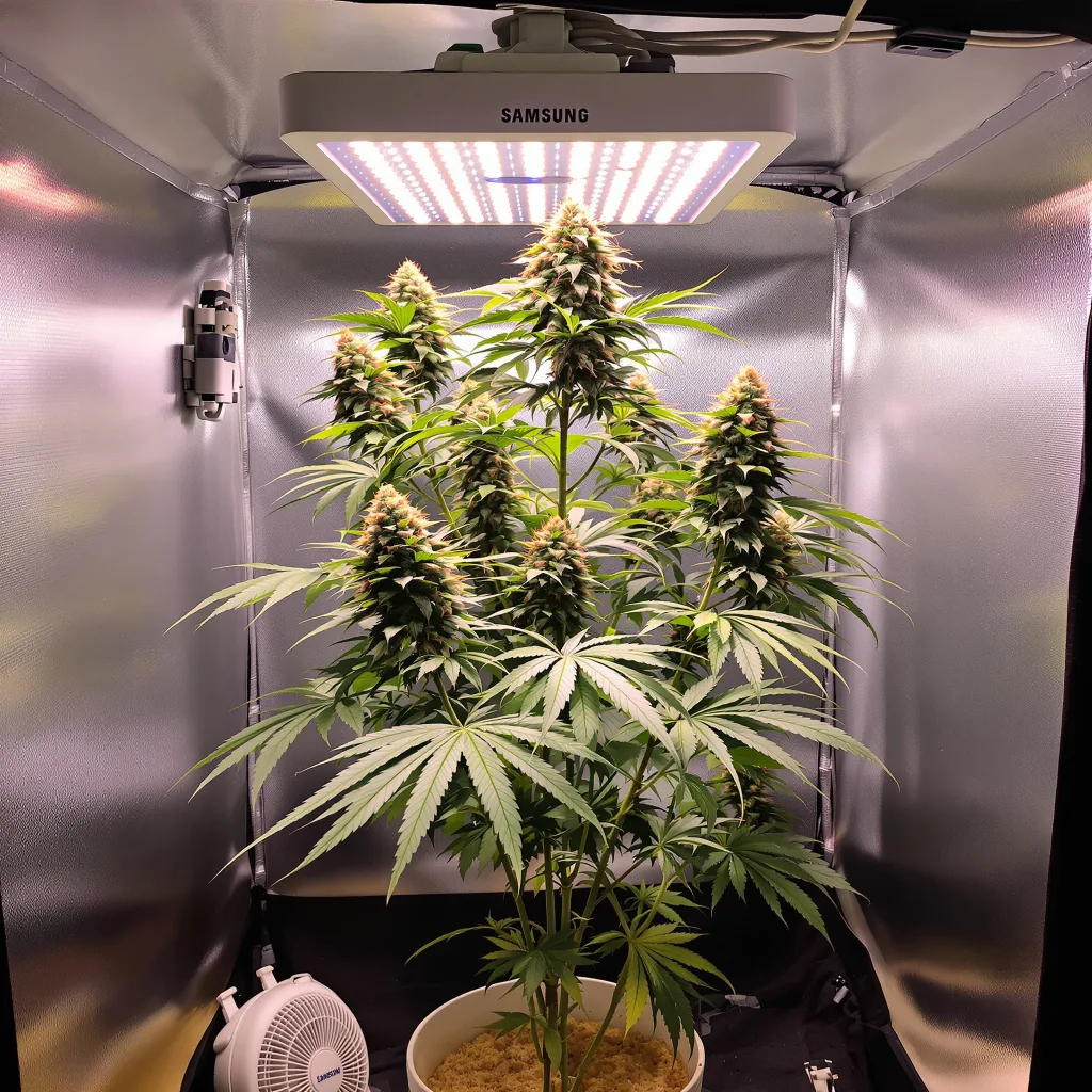 Sister Glue 47% indica / 53% sativa flower with visible trichomes