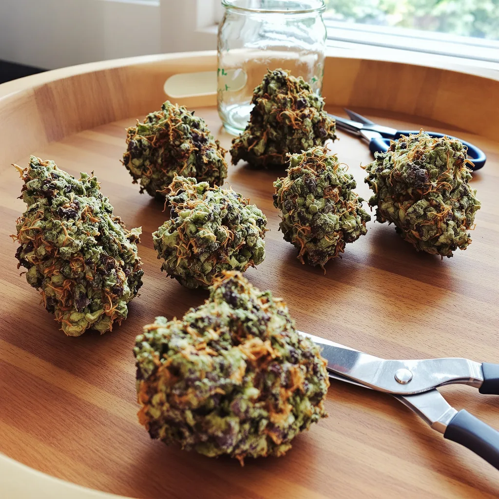 Skunk 65% indica / 35% sativa flower with visible trichomes