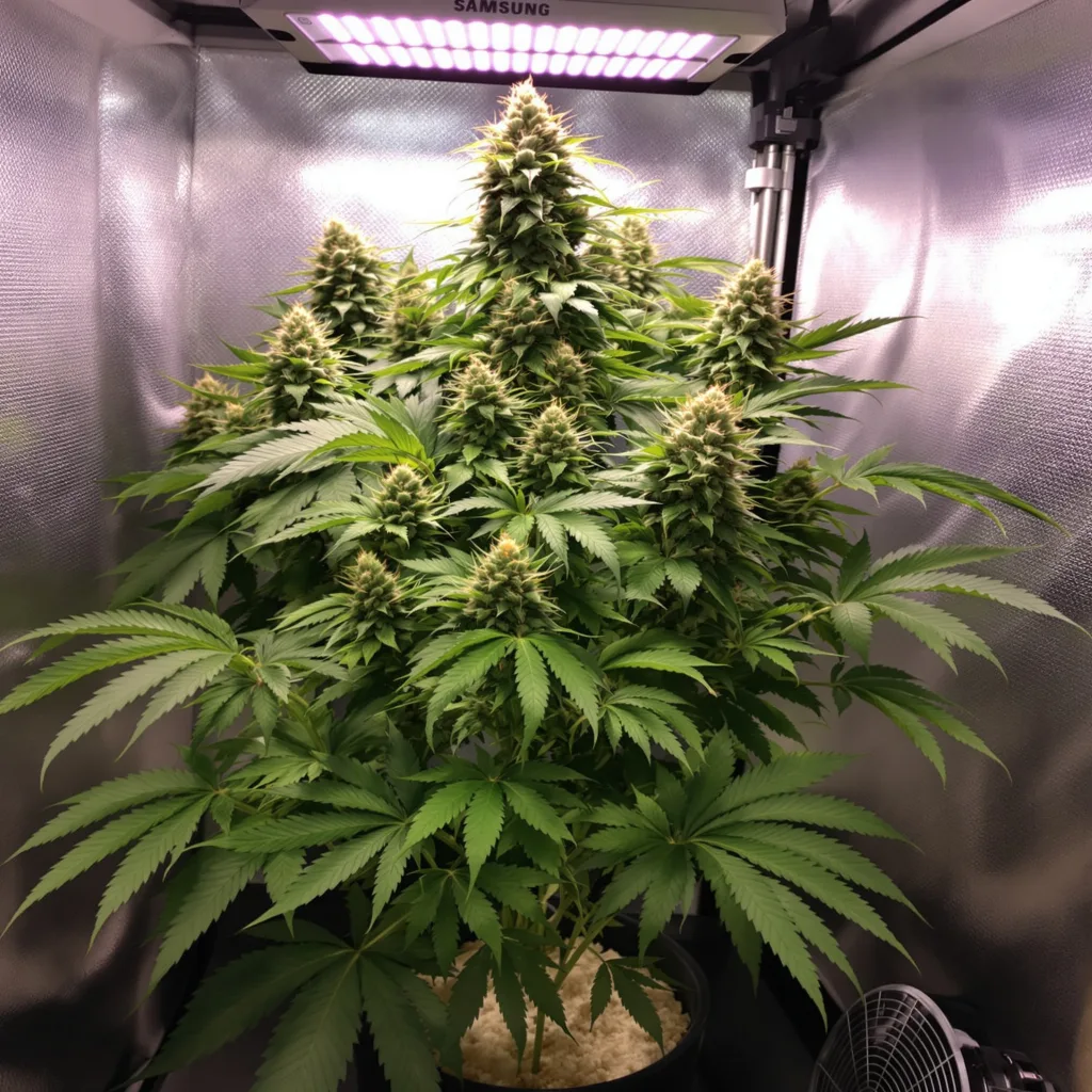 Skunk 65% indica / 35% sativa flower with visible trichomes