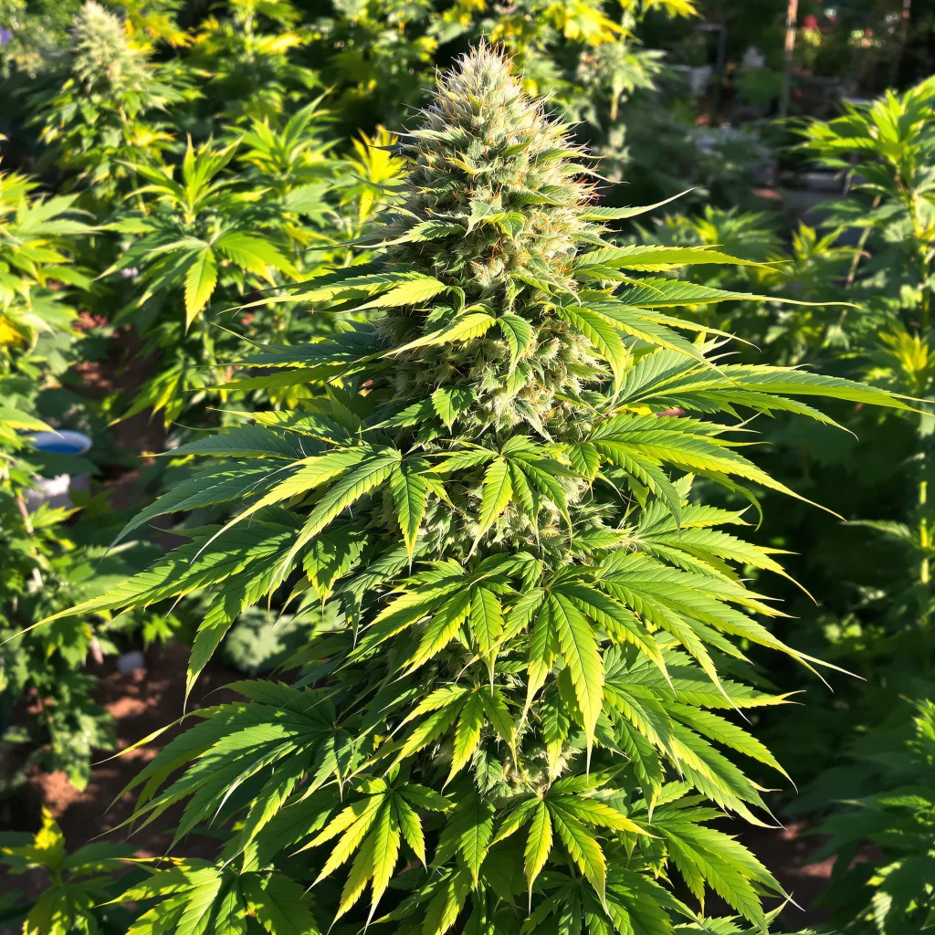 Skunk 65% indica / 35% sativa flower with visible trichomes