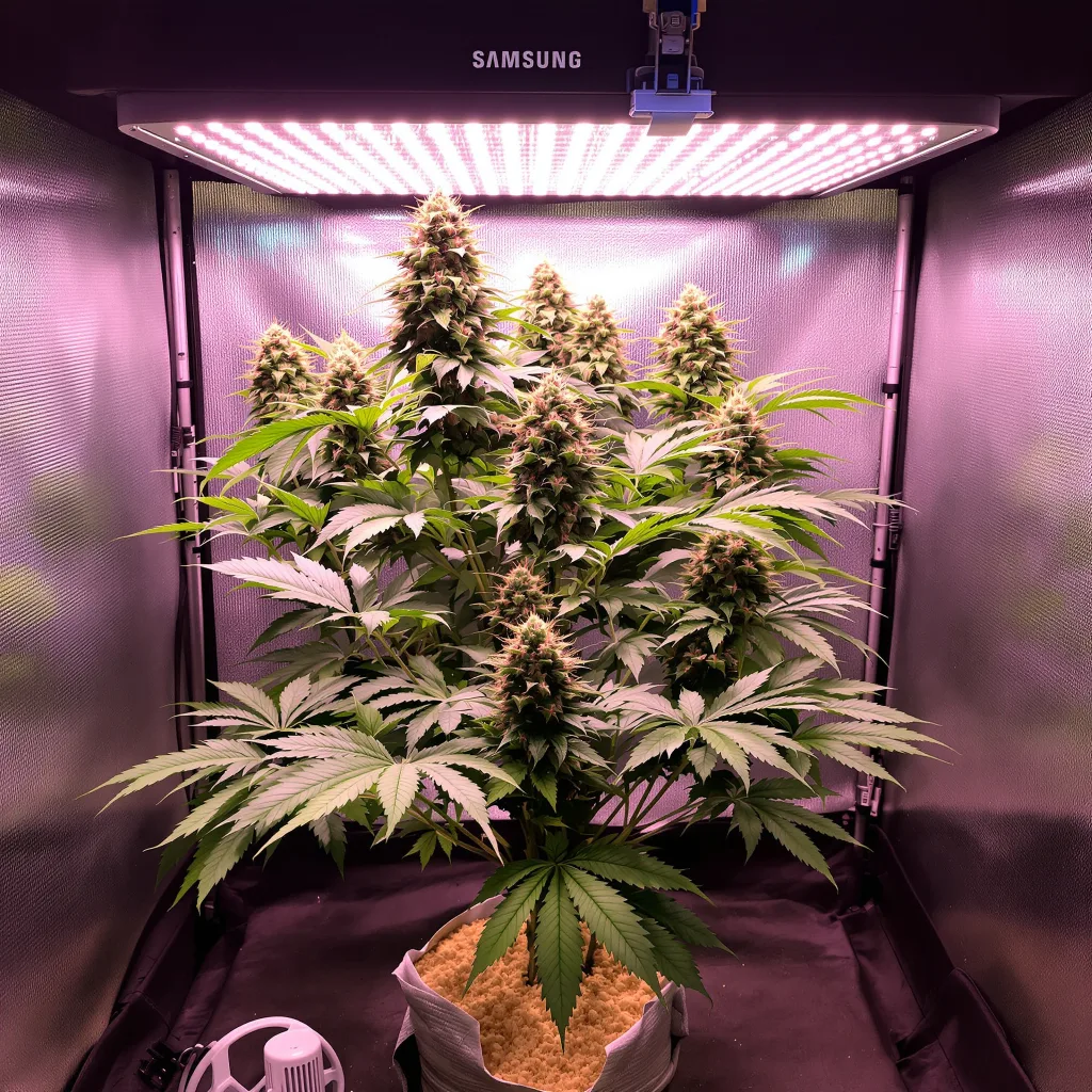 Skunk 65% indica / 35% sativa flower with visible trichomes