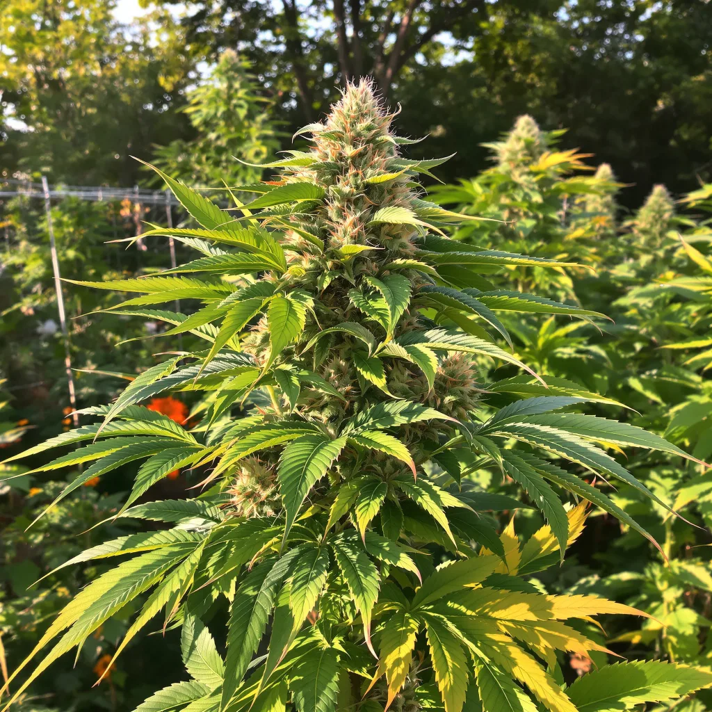 Skunk Kush 77% indica / 23% sativa flower with visible trichomes