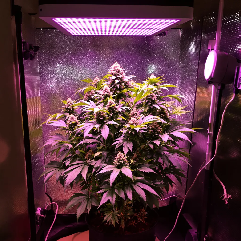 Skunky Afro 69% indica / 31% sativa flower with visible trichomes