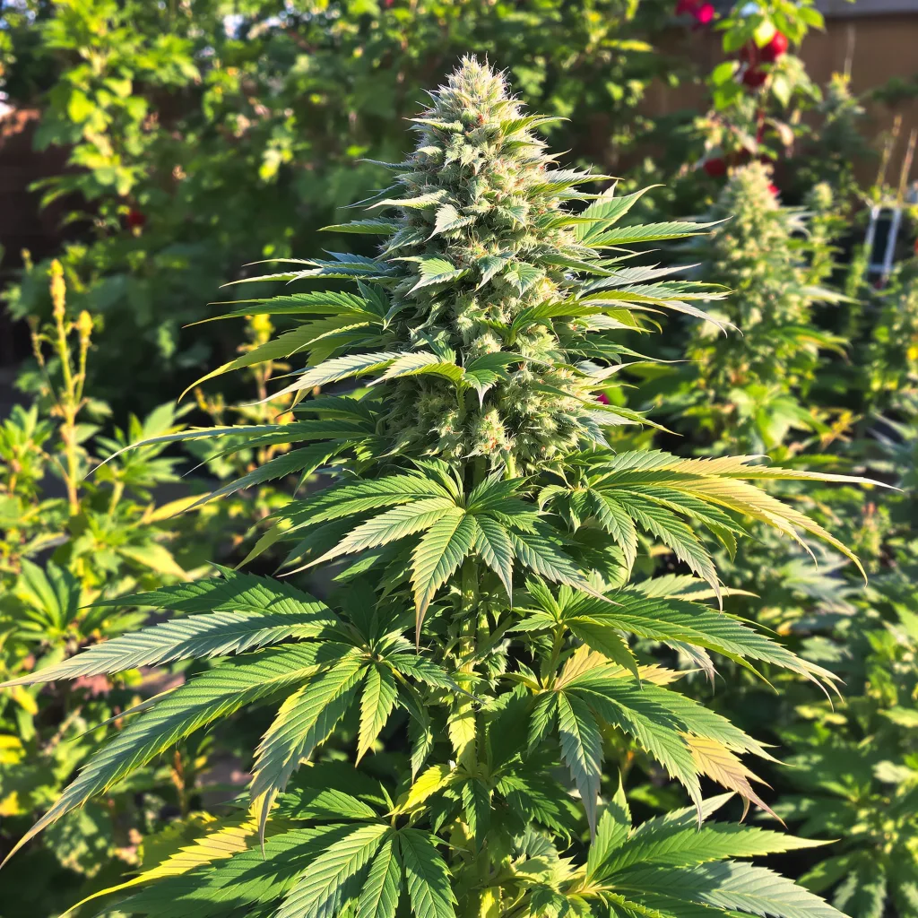 Skunky Afro 69% indica / 31% sativa flower with visible trichomes
