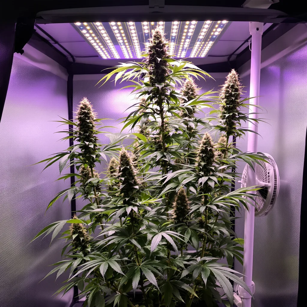 Skunky Jack 8% indica / 92% sativa flower with visible trichomes