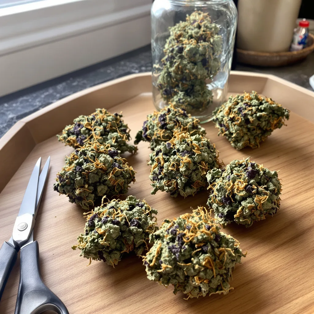 Somango 75% indica / 25% sativa flower with visible trichomes