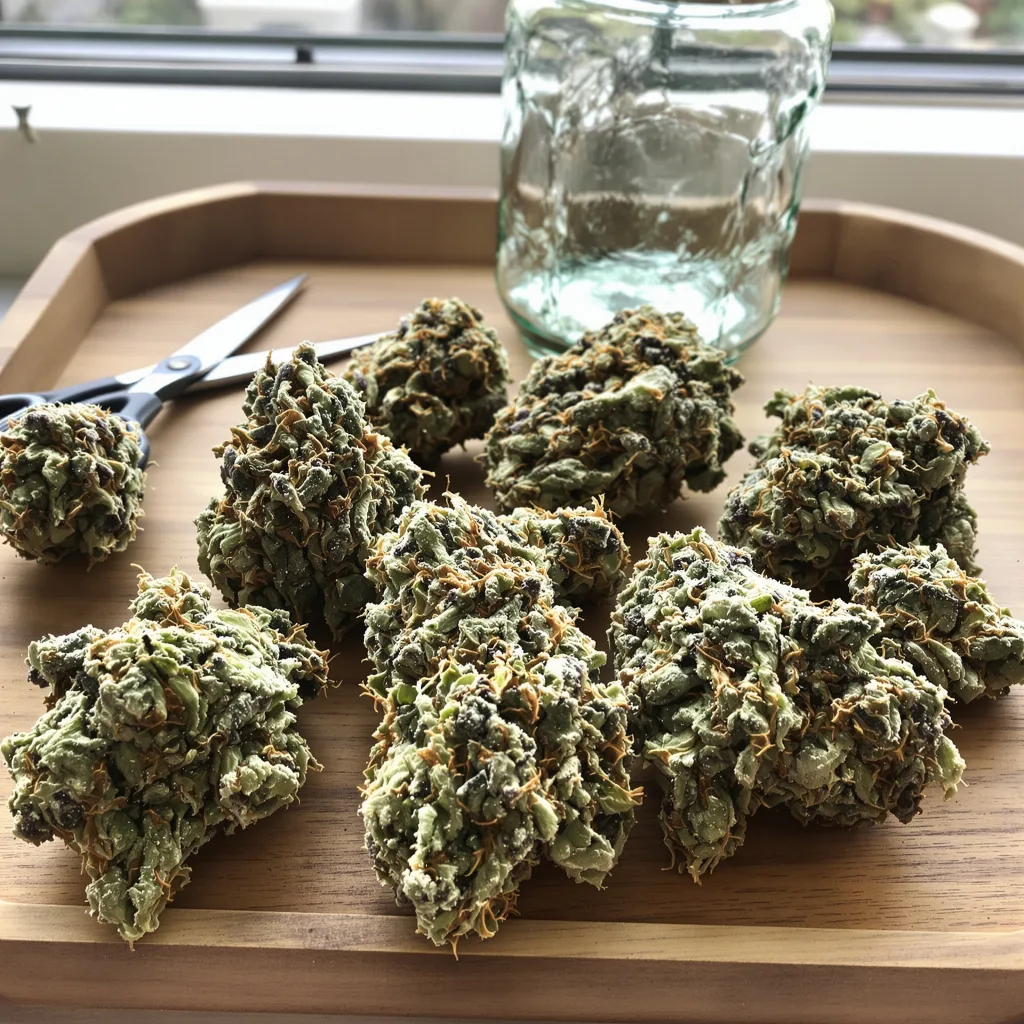 Sour Alien 40% indica / 60% sativa flower with visible trichomes