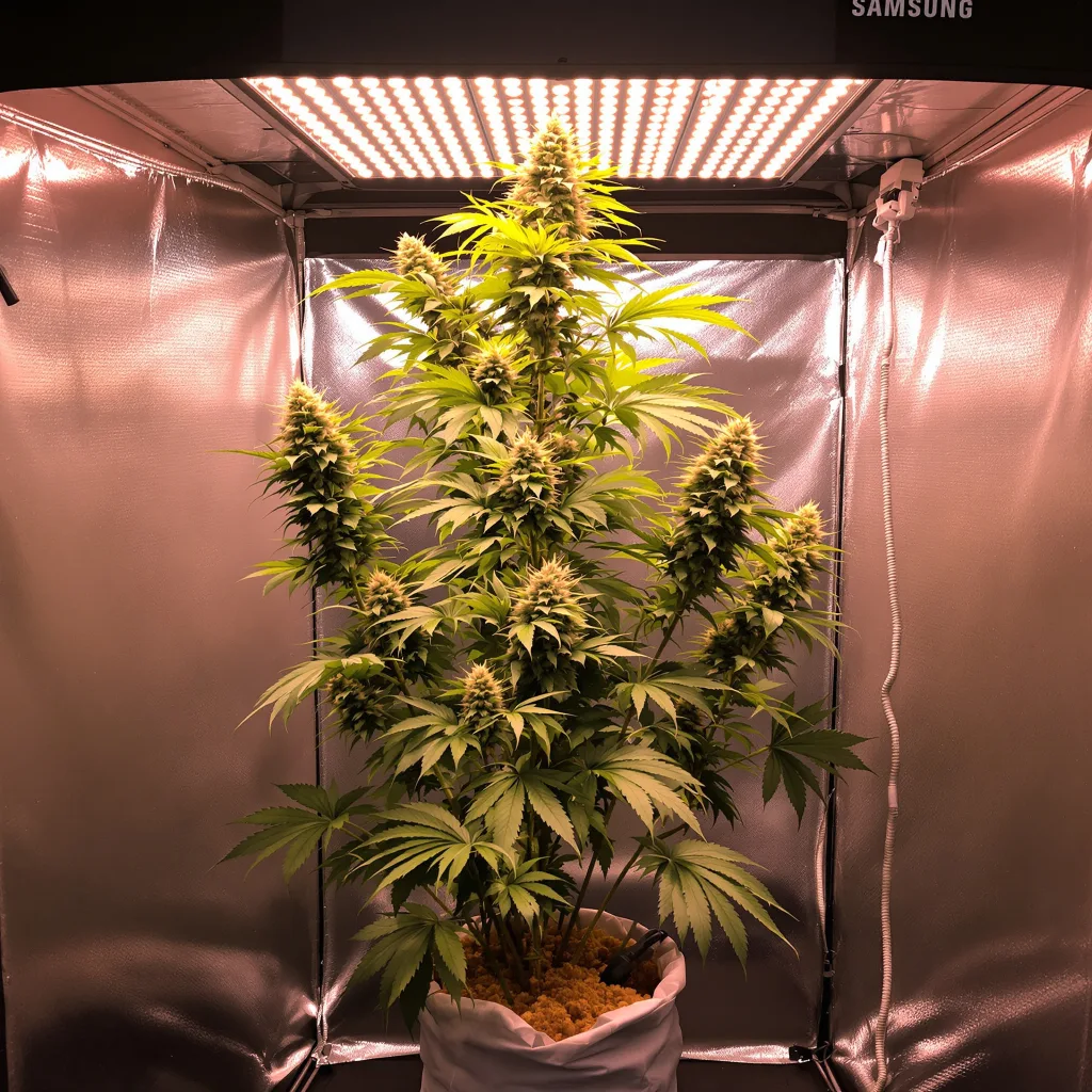 Sour Amnesia 20% indica / 80% sativa flower with visible trichomes