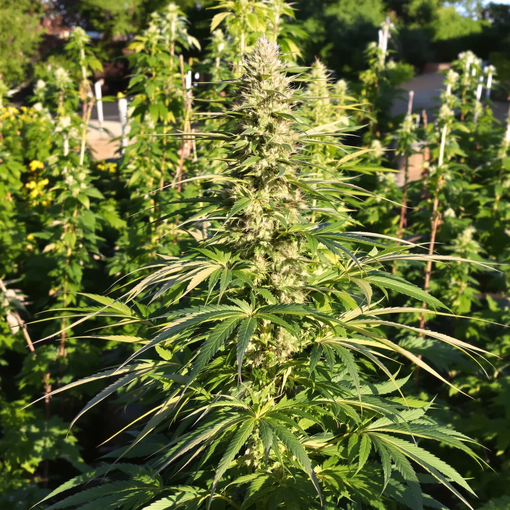 Sour Amnesia 20% indica / 80% sativa flower with visible trichomes